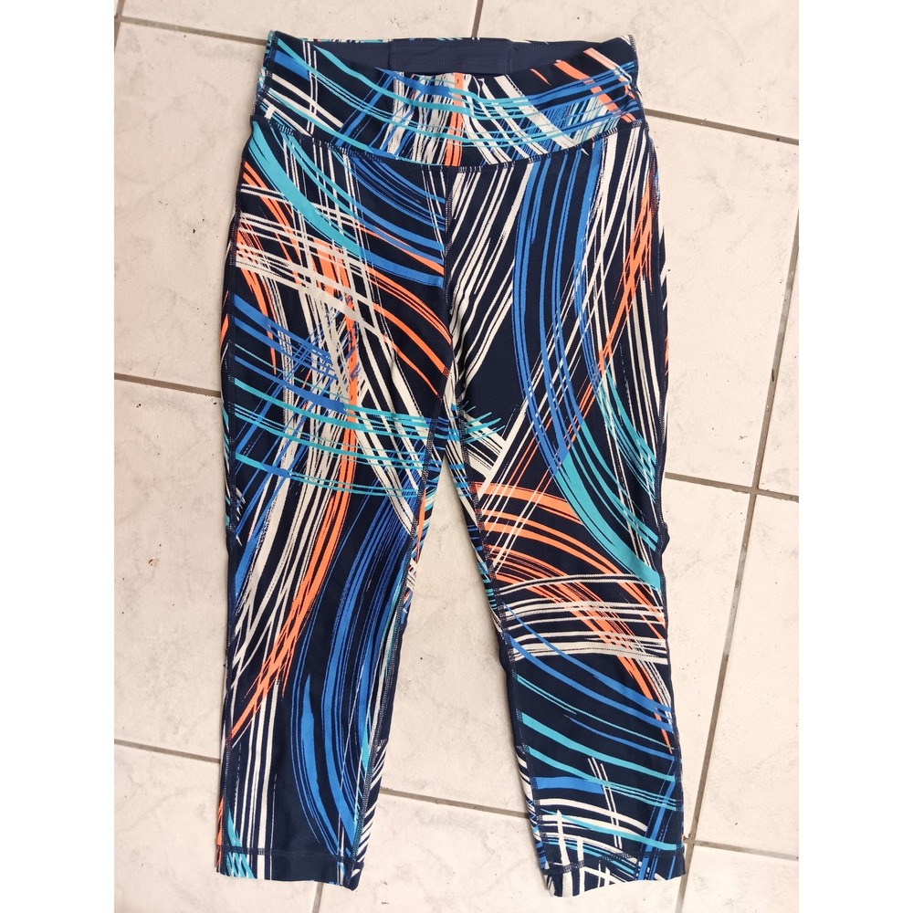 Tommy Hilfiger Sport Capri Leggings‎ S Blue Orange White Abstract Activewear
